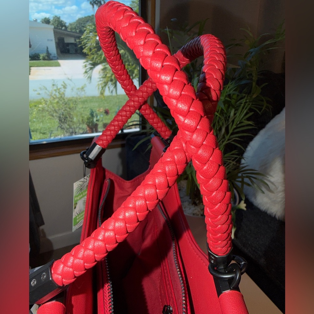 BADGLEY MISCHKA Red Tote with Braided Handles - Picture 4 of 13